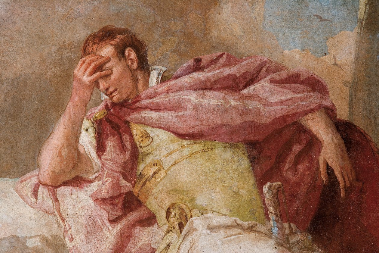 (detalle) Eneida, de Mercurio exhortando a Eneas a dejar Cartago, de la Sala de la Eneida en la Palazzina, 1757 de Giovanni Battista Tiepolo