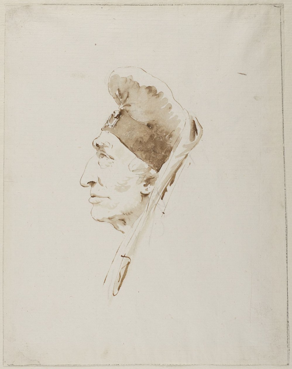 Cabeza de un anciano de perfil que lleva un tocado exótico de Giovanni Battista Tiepolo