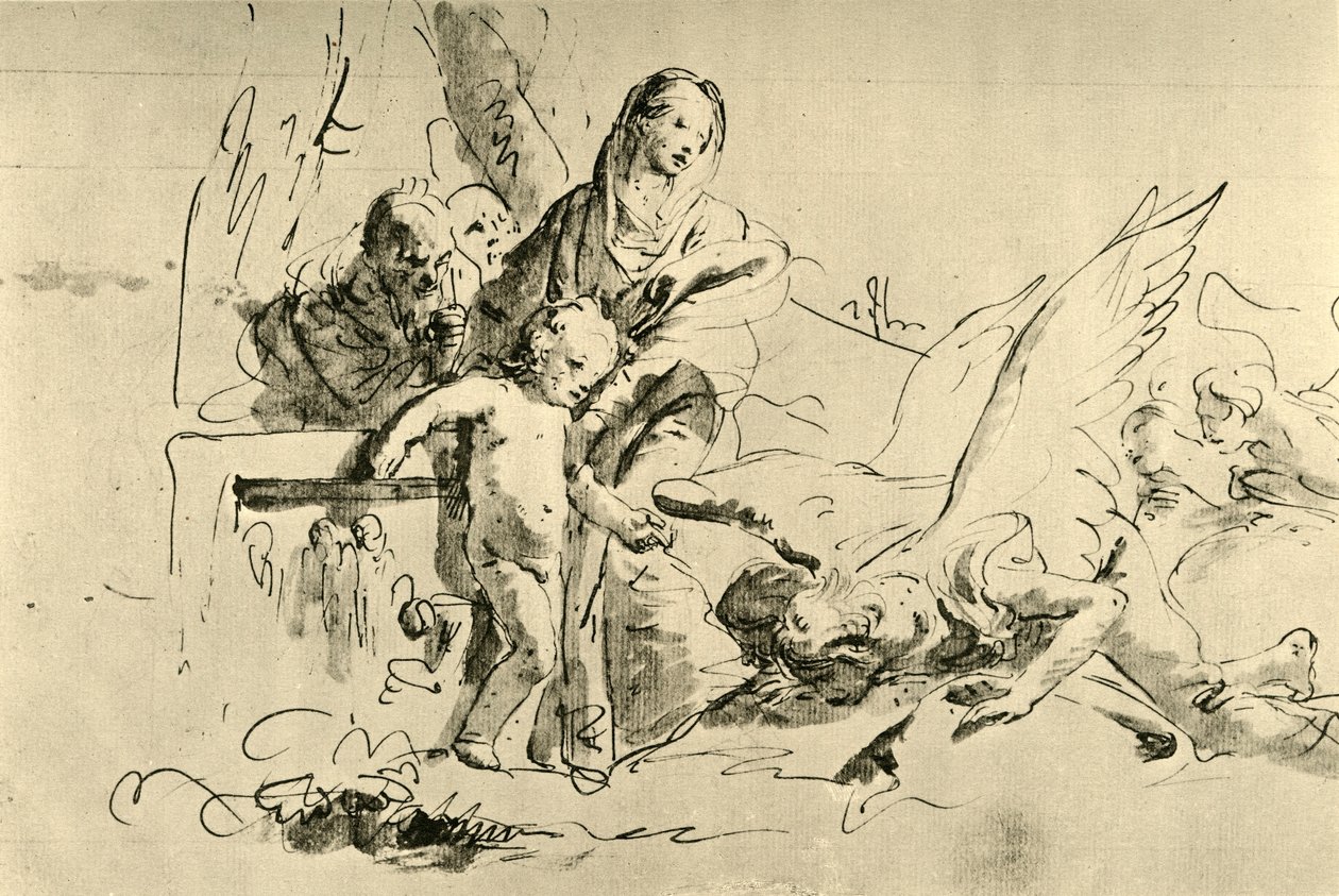 Sagrada Familia y Ángeles, mediados del siglo XVIII, 1928 de Giovanni Battista Tiepolo