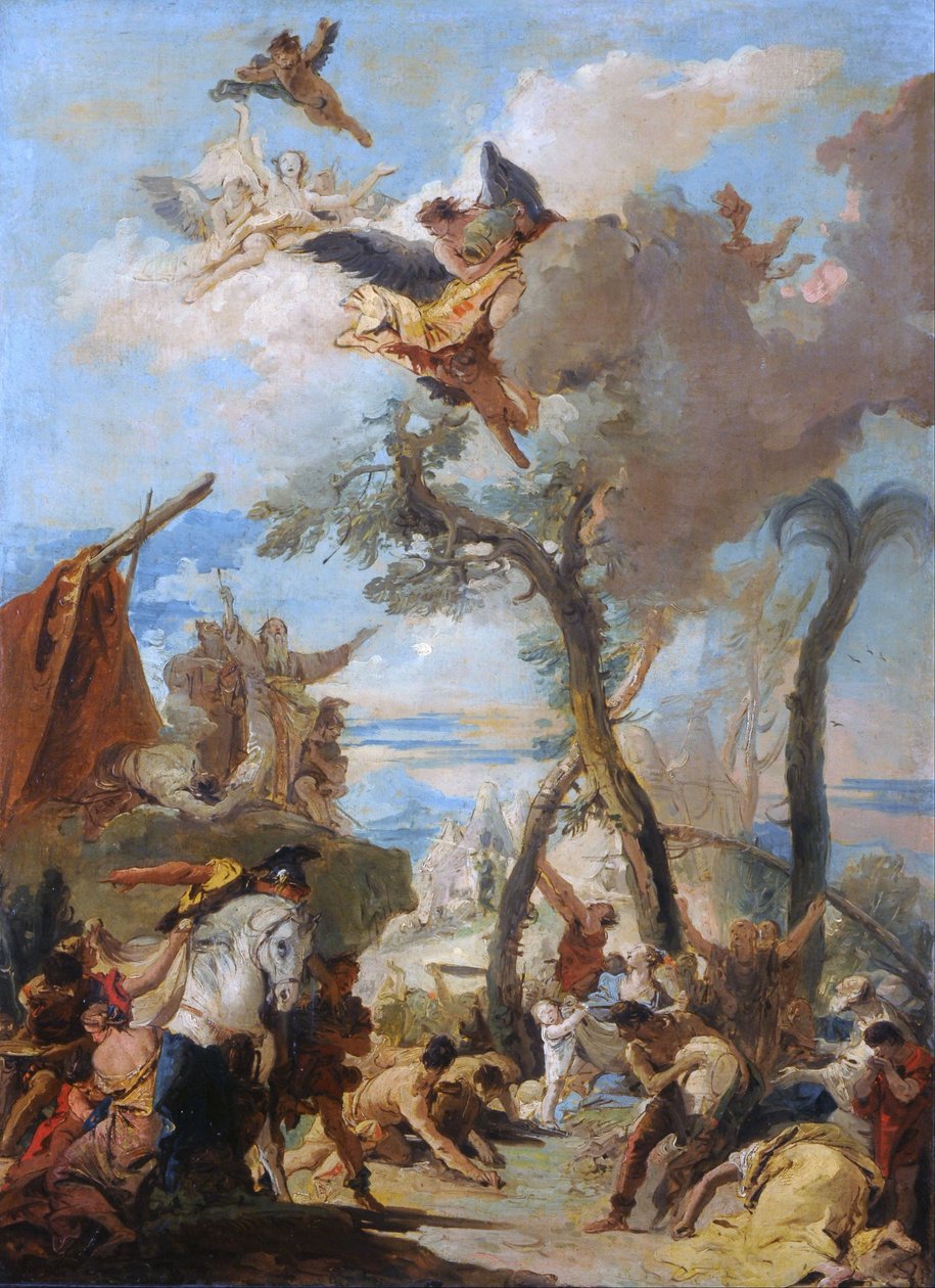 Los hebreos recogiendo el maná en el desierto (boceto) de Giovanni Battista Tiepolo
