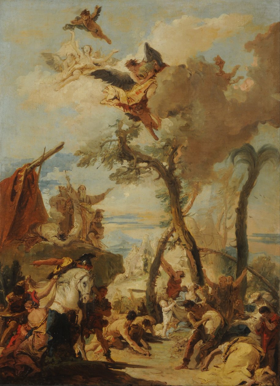 Los hebreos recogiendo el maná en el desierto (boceto) de Giovanni Battista Tiepolo
