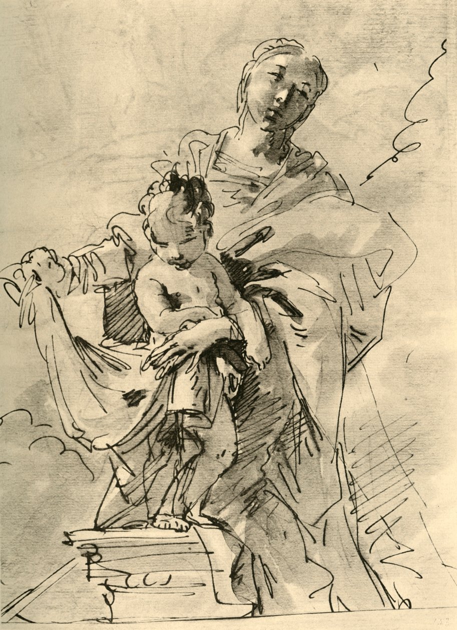 Madonna y el Niño, mediados del siglo XVIII, 1928 de Giovanni Battista Tiepolo