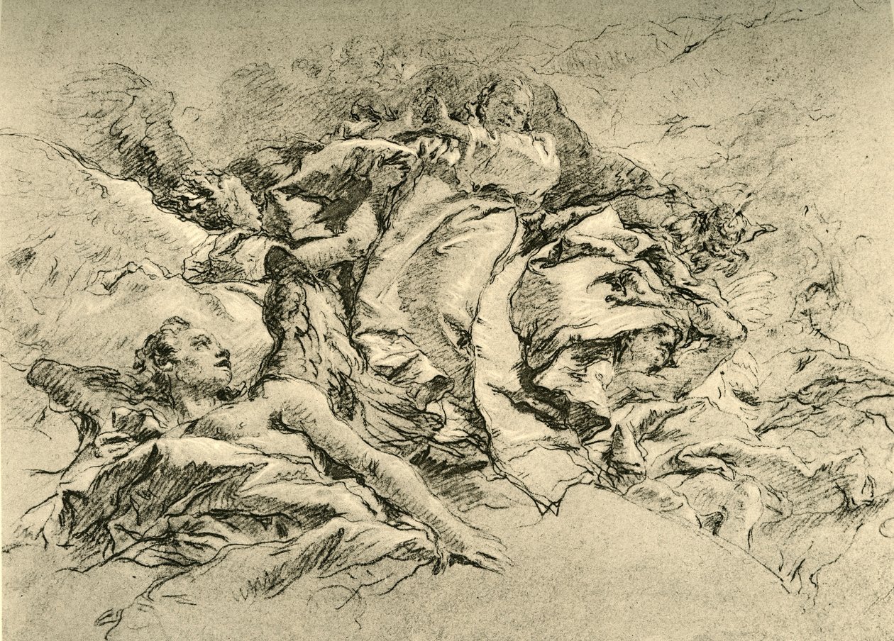 Madonna en nubes rodeada de Ángeles, c1754, 1928 de Giovanni Battista Tiepolo