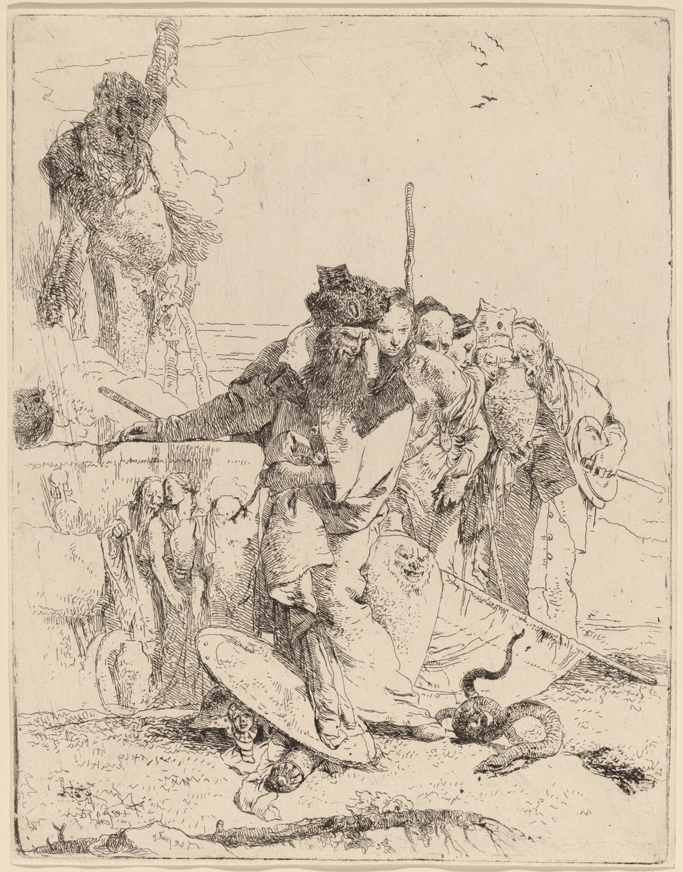 Mago y Otros Observando una Serpiente de Giovanni Battista Tiepolo