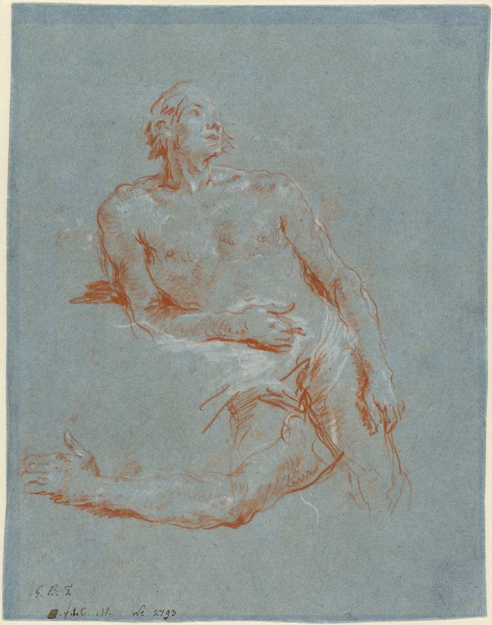 Desnudo masculino apoyado en su codo (verso) de Giovanni Battista Tiepolo