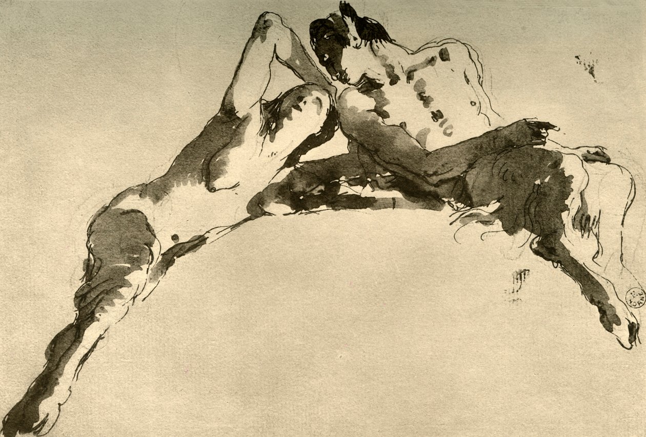 Fauno masculino y femenino, mediados del siglo XVIII, 1928 de Giovanni Battista Tiepolo