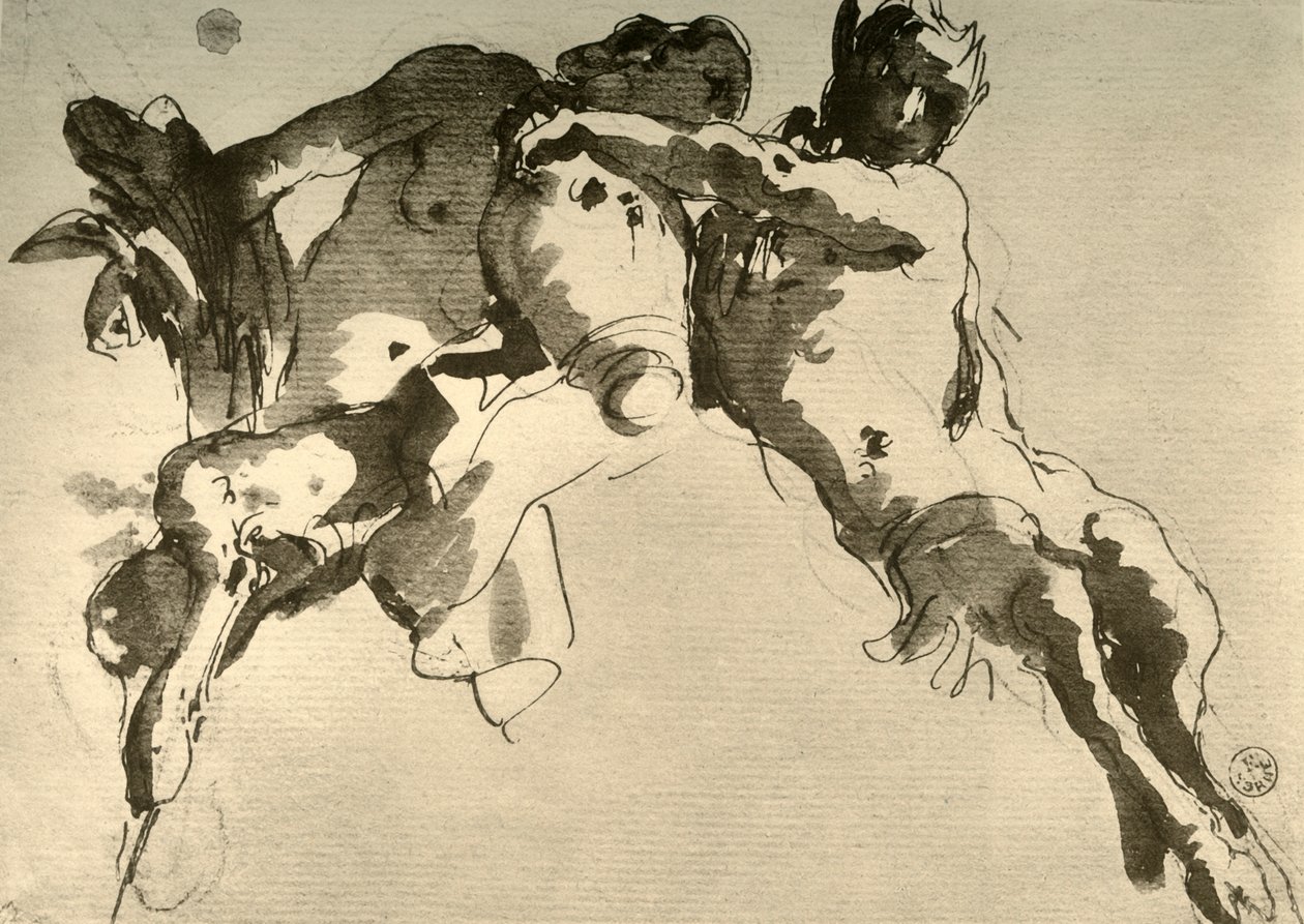 Fauno masculino y femenino con ánfora, mediados del siglo XVIII, 1928 de Giovanni Battista Tiepolo