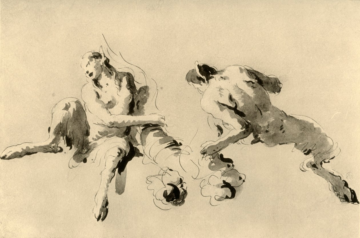 Fauno Masculino y Femenino con Cornucopia, mediados del siglo XVIII, 1928 de Giovanni Battista Tiepolo