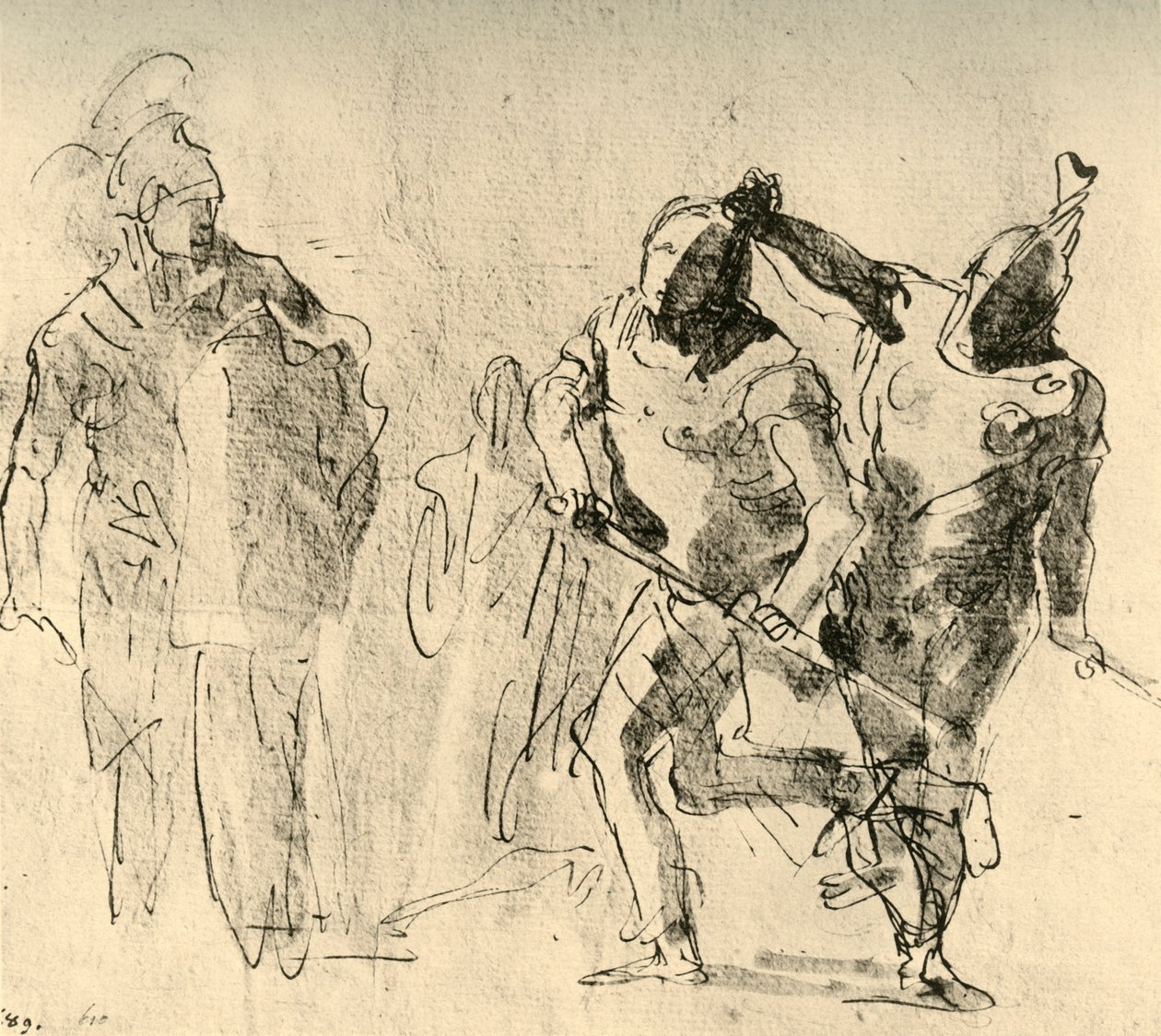 Minerva detiene la ira de Aquiles, c. 1757 de Giovanni Battista Tiepolo