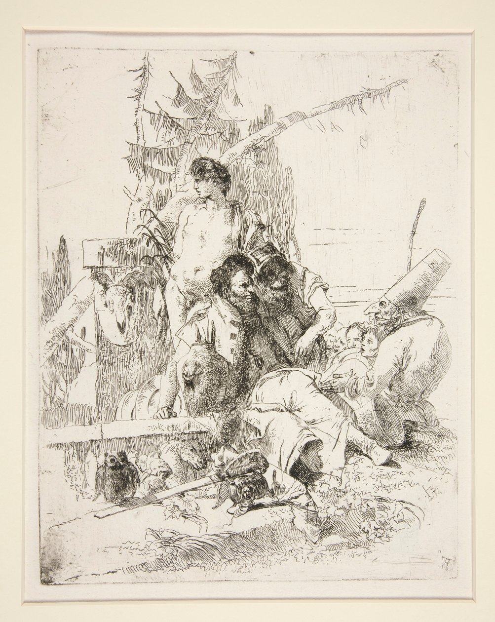Punchinello hablando con los dos magos, de la serie Scherzi di Fantasia de Giovanni Battista Tiepolo