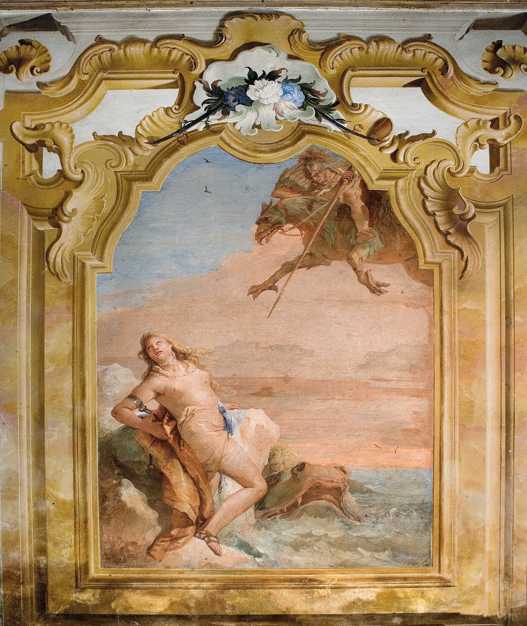 Ruggero liberando a Angélica, de la Sala de Orlando Furioso en la Palazzina, 1757 de Giovanni Battista Tiepolo
