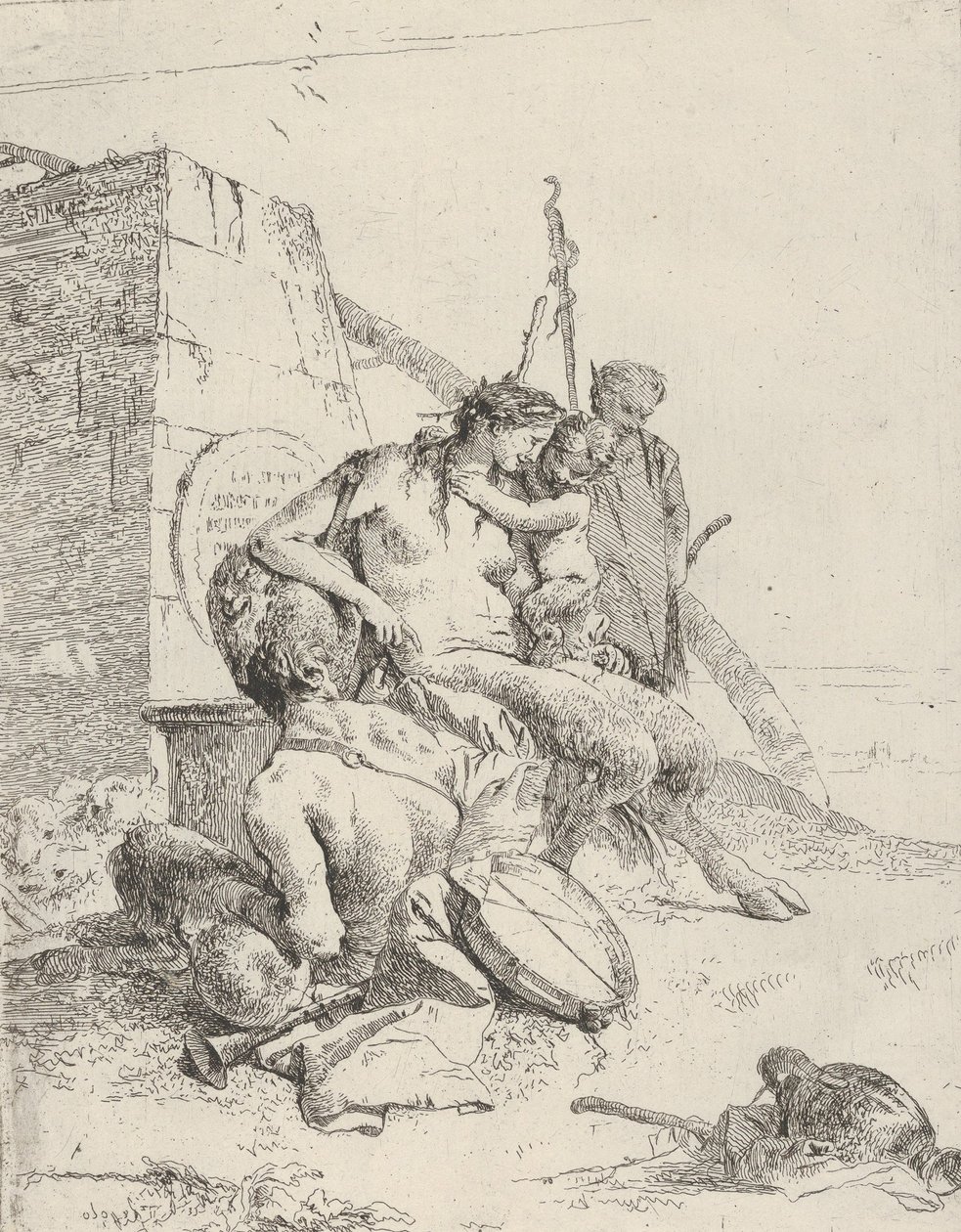 Familia de Sátiros con el Obelisco, de los Scherzi, ca. 1743-50 de Giovanni Battista Tiepolo