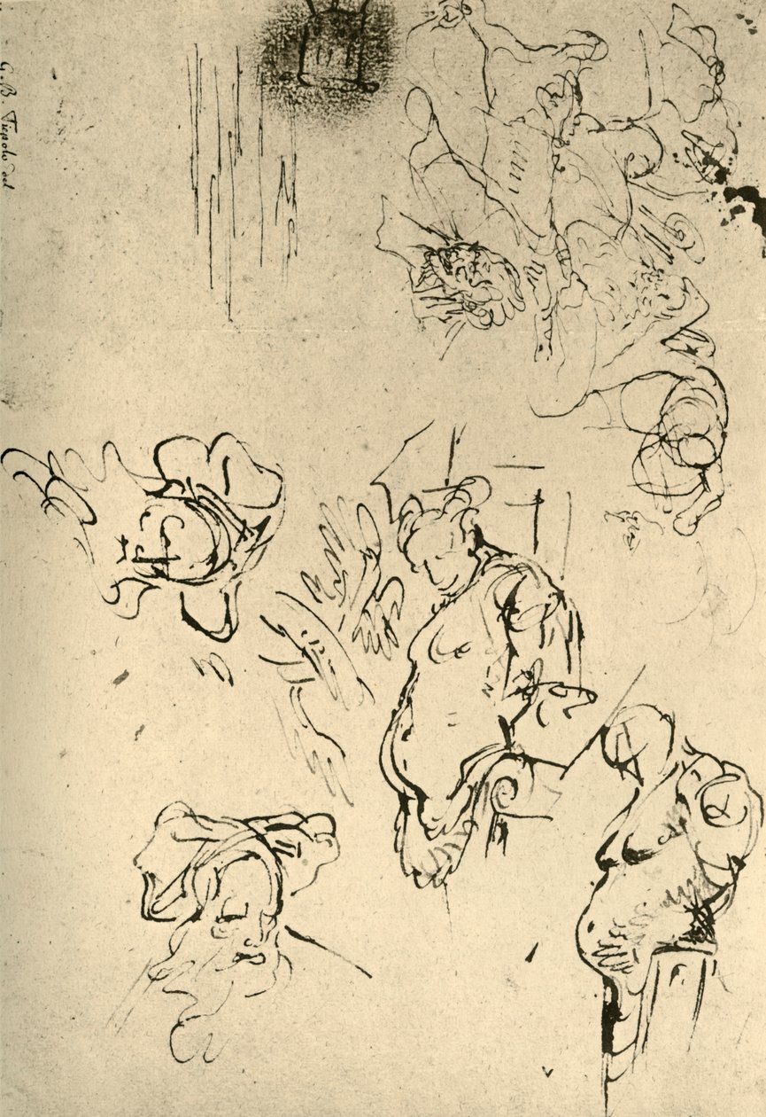 Sátiro Herms y Cabezas Orientales, mediados del siglo XVIII, 1928 de Giovanni Battista Tiepolo