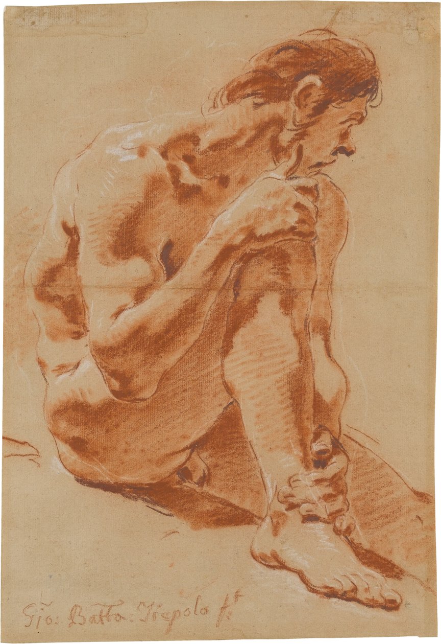 Desnudo masculino sentado de Giovanni Battista Tiepolo