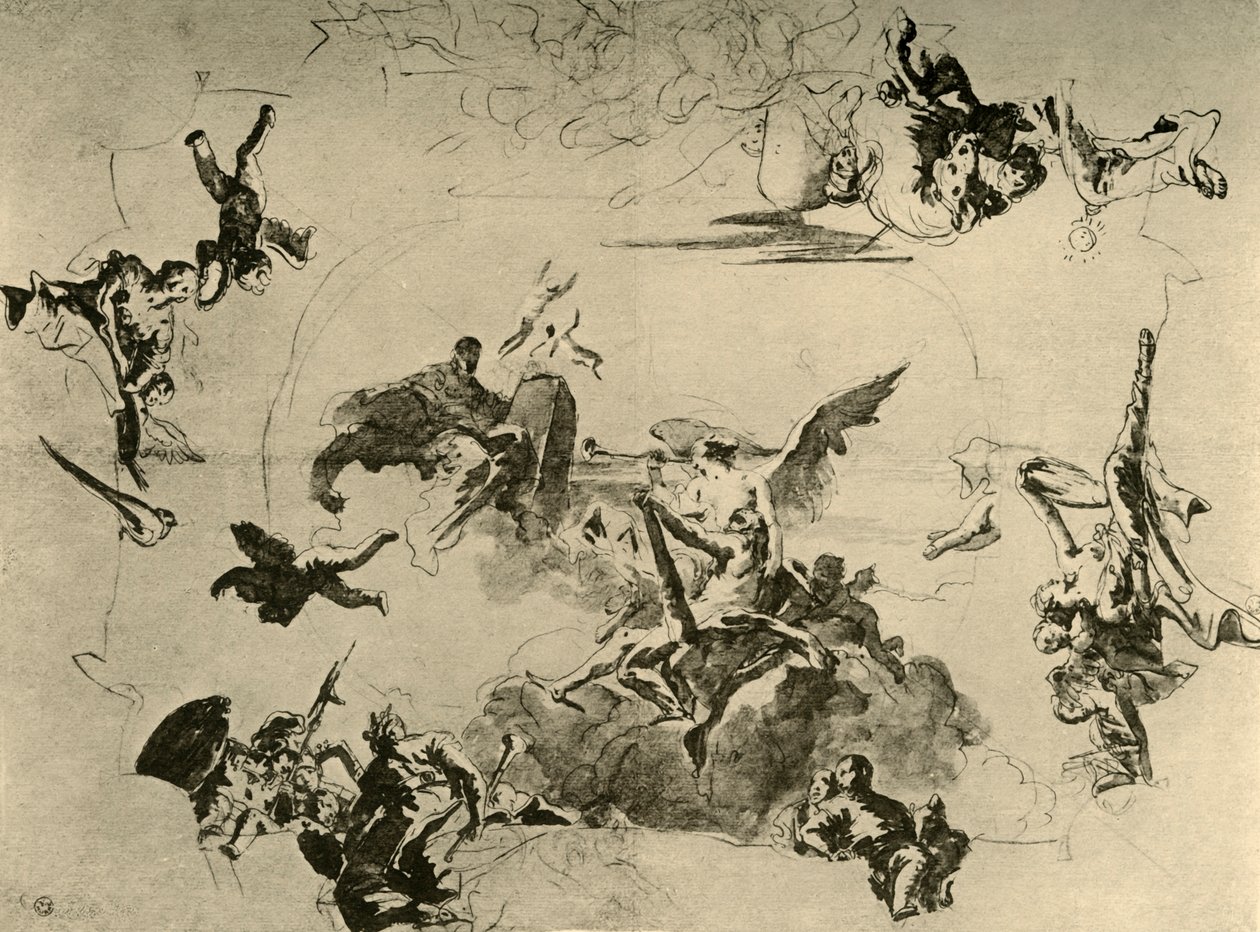 Boceto para una pintura de techo, mediados del siglo XVIII, 1928 de Giovanni Battista Tiepolo
