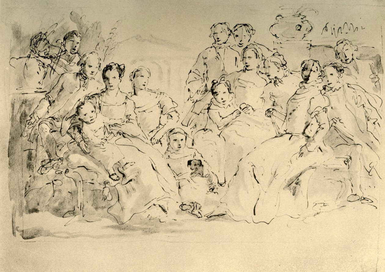 Boceto para un retrato grupal, mediados del siglo XVIII, 1928 de Giovanni Battista Tiepolo