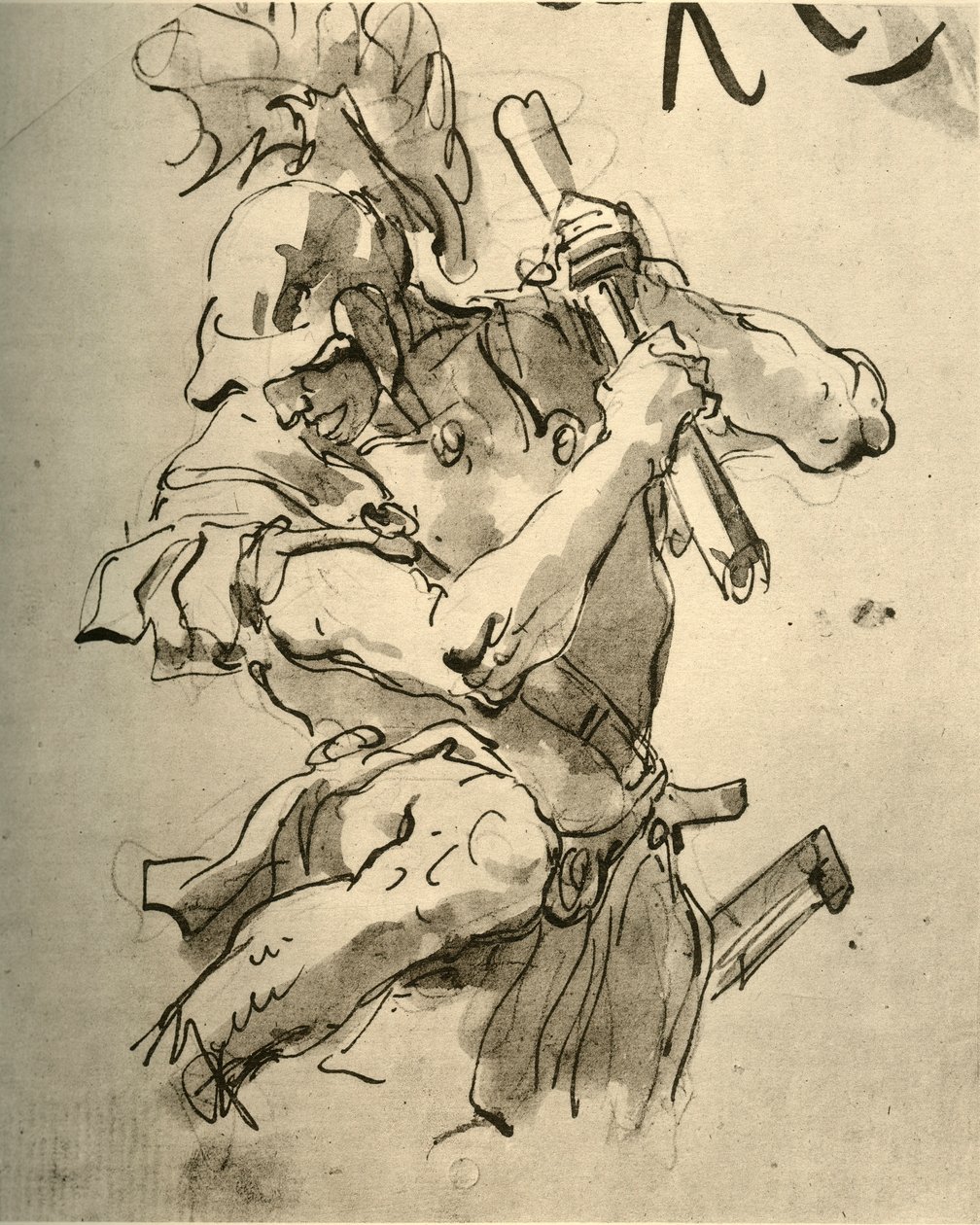 Soldado levantando su brazo para golpear, mediados del siglo XVIII, 1928 de Giovanni Battista Tiepolo