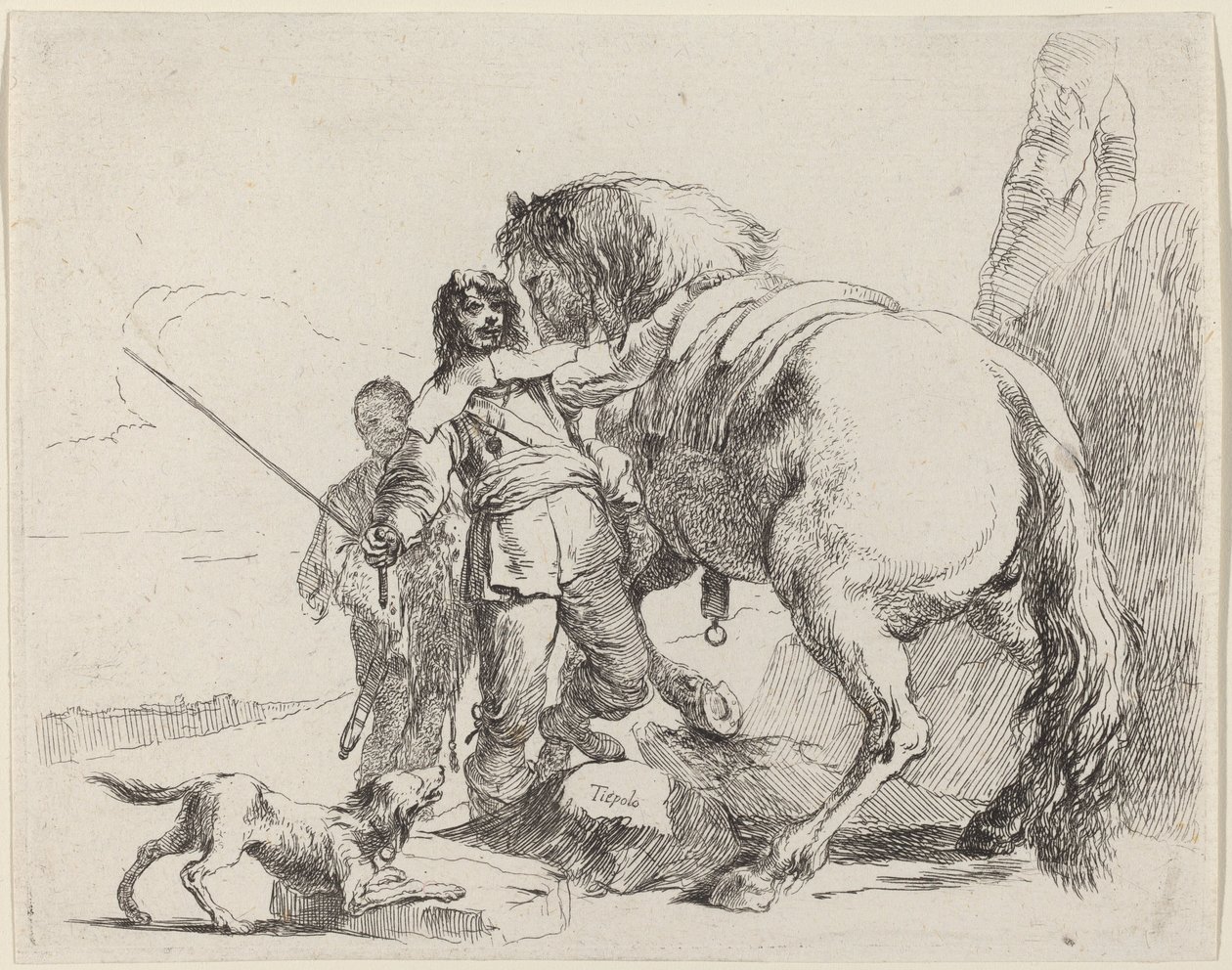 Soldado con caballo y asistente de Giovanni Battista Tiepolo