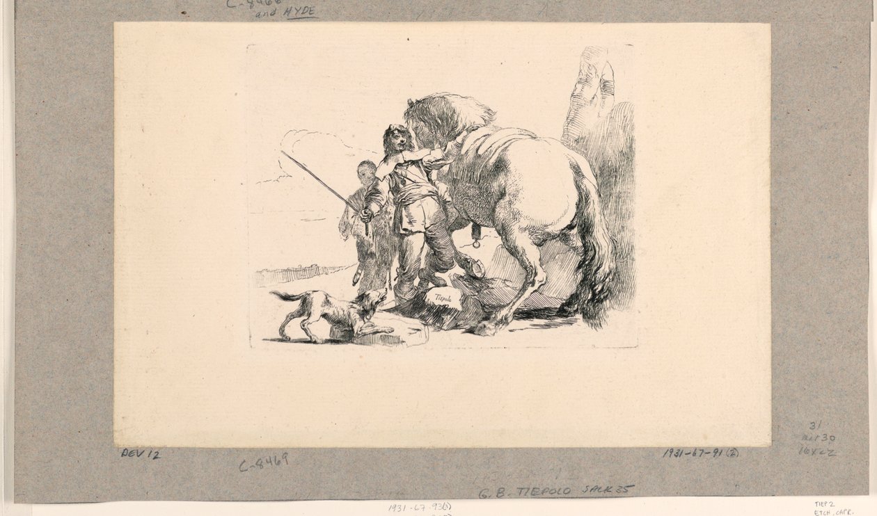 Soldado con Caballo y Mozo de Cuadra, de los Vari Capricci de Giovanni Battista Tiepolo