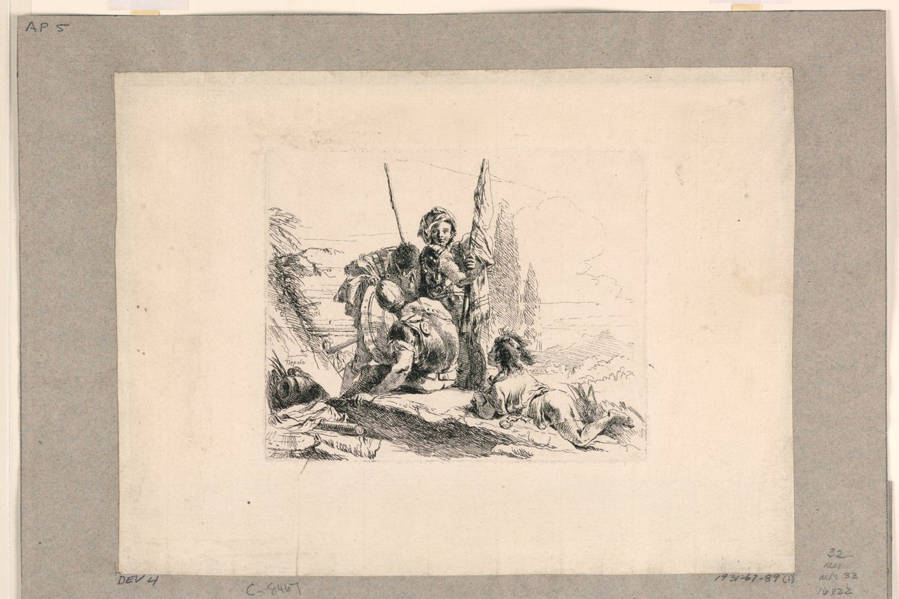 Tres soldados y un niño, de los Vari Capricci de Giovanni Battista Tiepolo