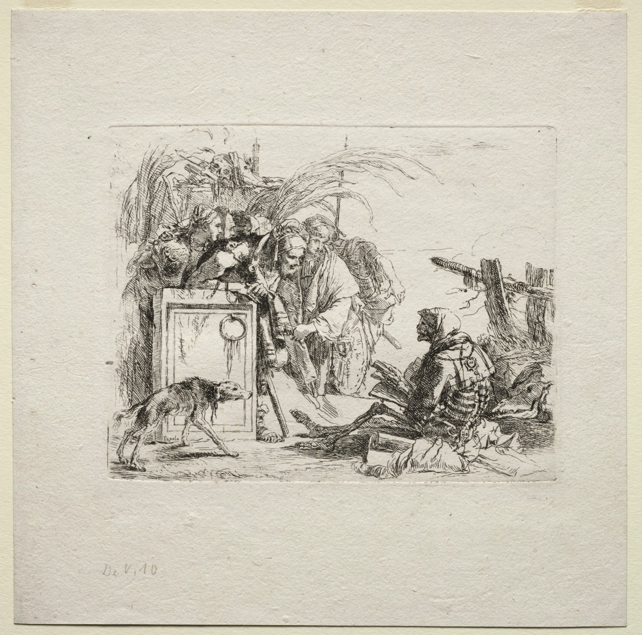 Varios caprichos: La muerte dando audiencia, 1785 de Giovanni Battista Tiepolo