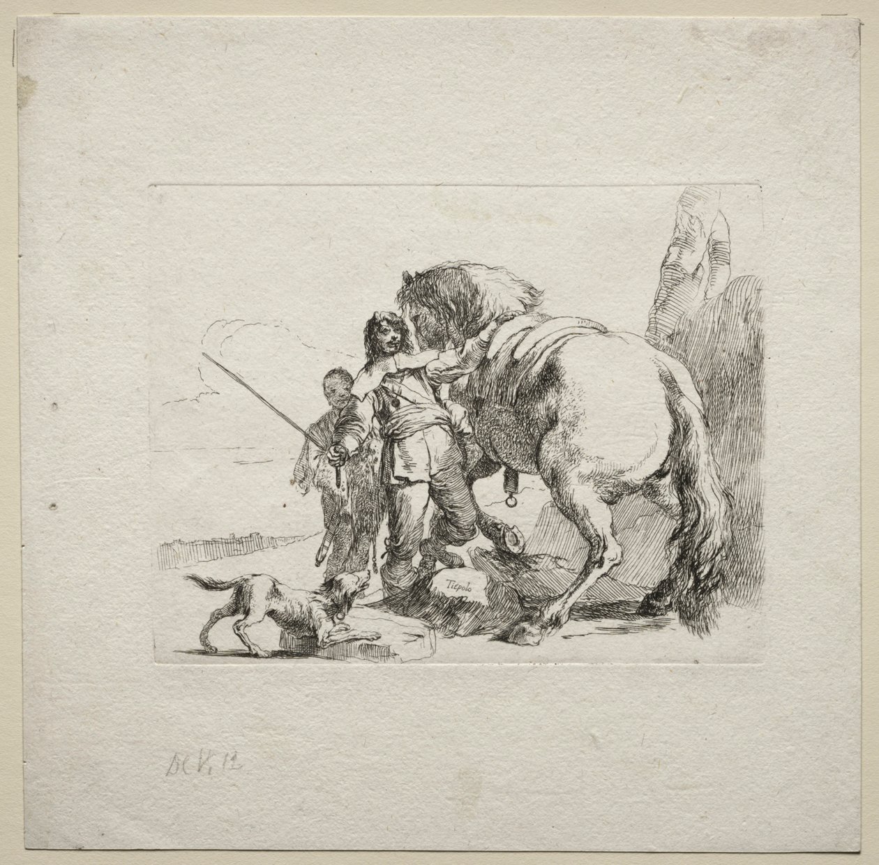 Varios caprichos: El caballero montando su caballo, 1785 de Giovanni Battista Tiepolo