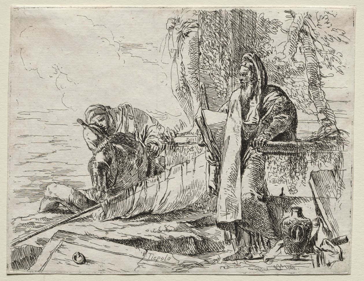 Varios caprichos: El filósofo sosteniendo un libro de Giovanni Battista Tiepolo