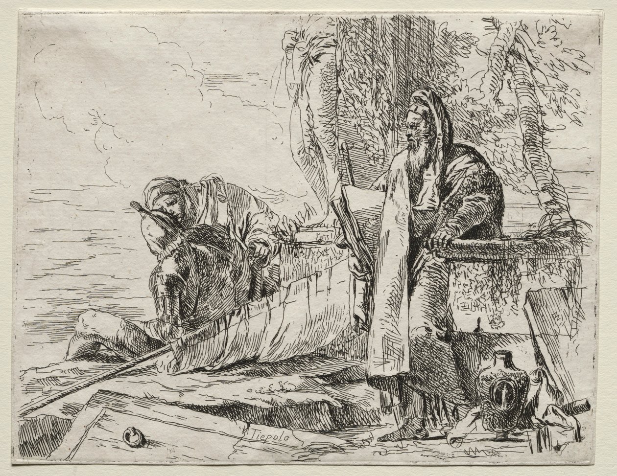 Varios caprichos: El filósofo sosteniendo un libro de Giovanni Battista Tiepolo