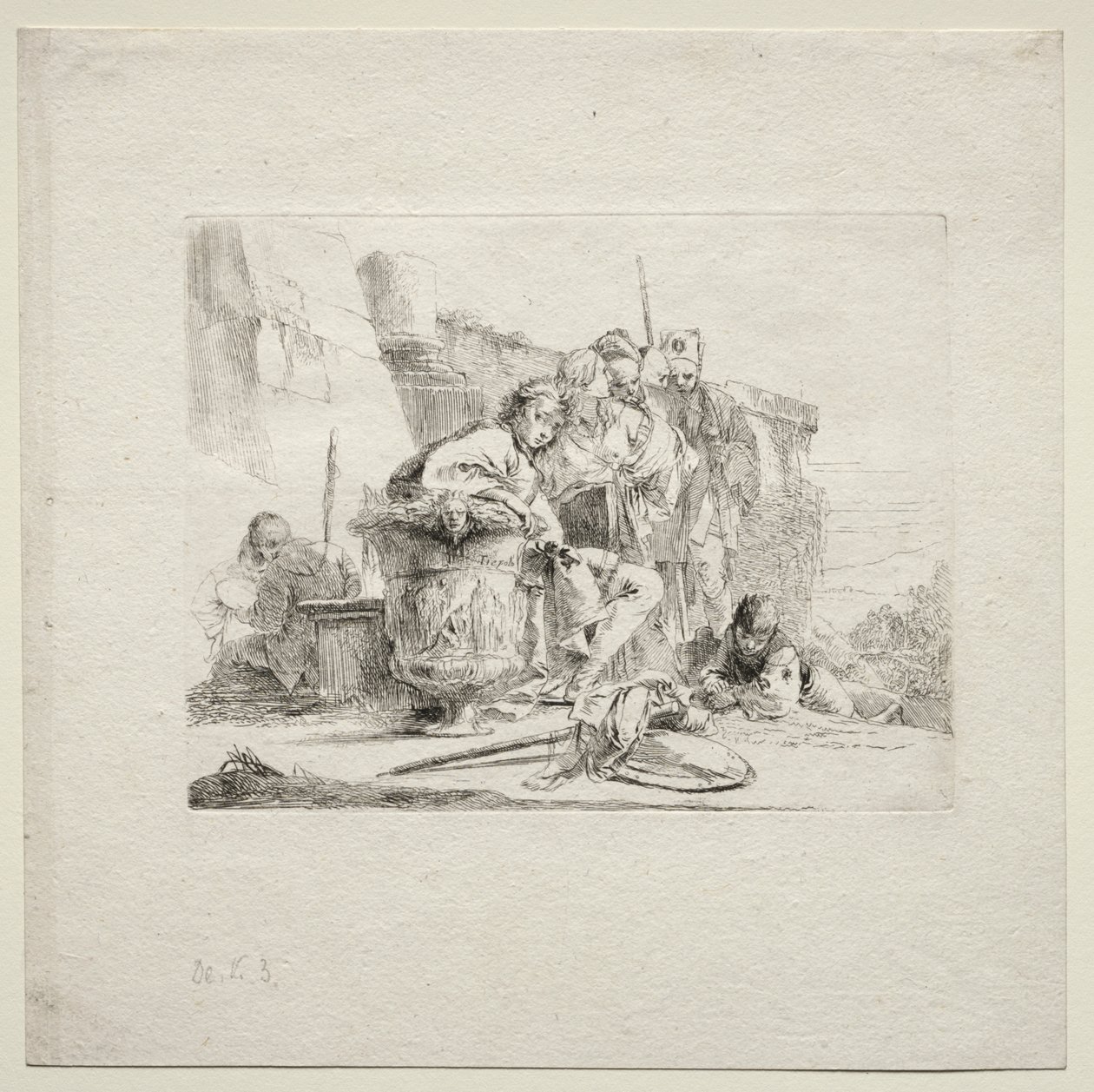 Caprichos varios: El joven sentado, apoyado en una urna de Giovanni Battista Tiepolo