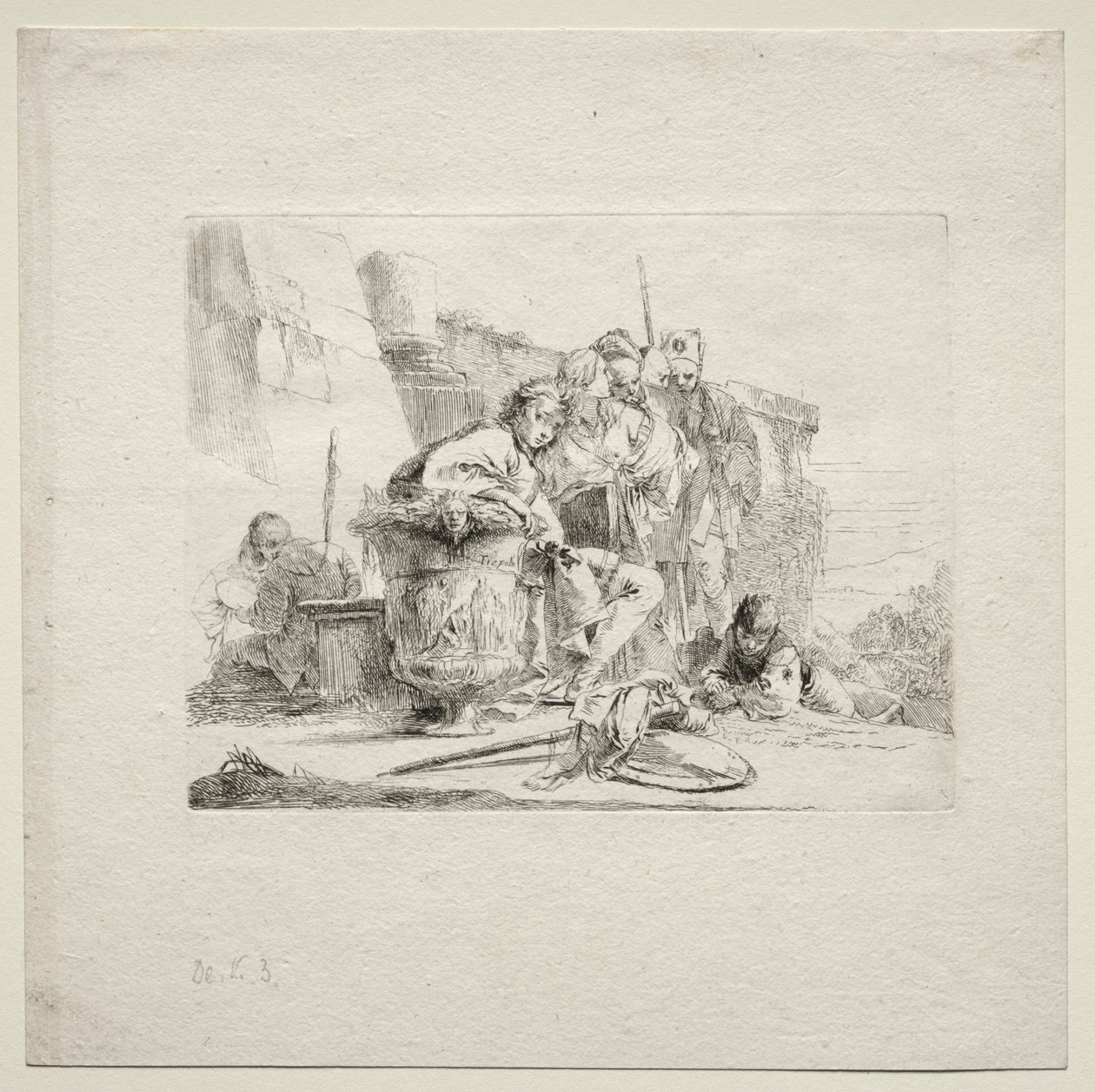 Varios caprichos: El joven sentado, apoyado en una urna de Giovanni Battista Tiepolo