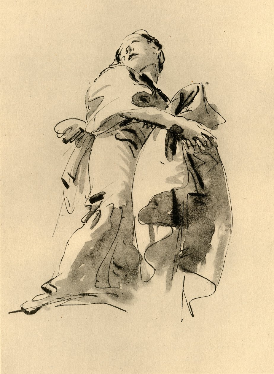 Mujer inclinada a la derecha pero mirando hacia arriba, mediados del siglo XVIII, 1928 de Giovanni Battista Tiepolo