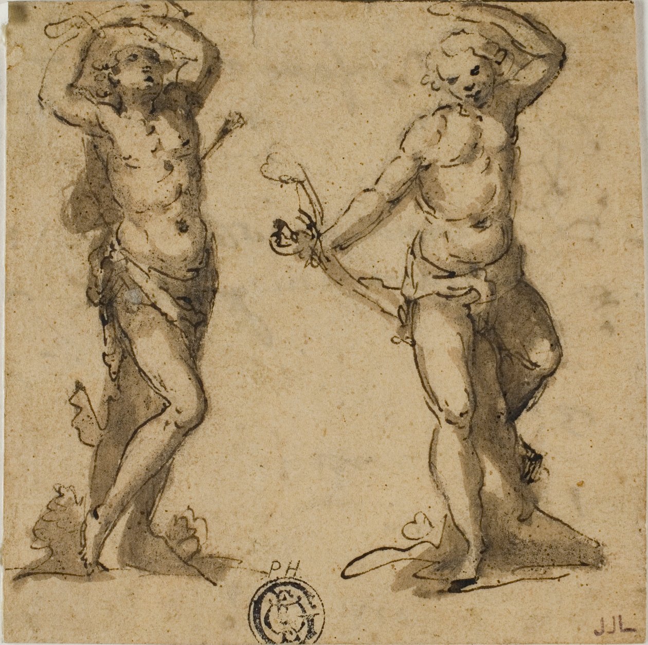 Dos bocetos de San Sebastián de Giovanni Battista Trotti