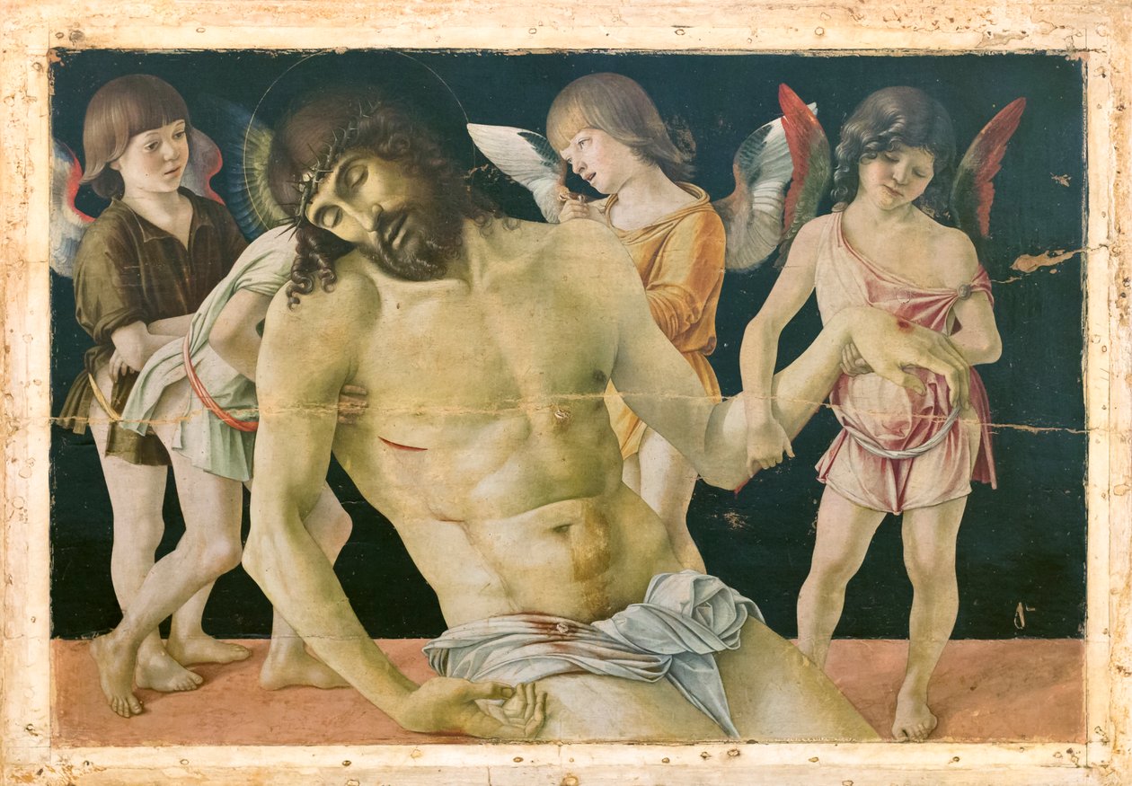 Cristo muerto sostenido por ángeles, c.1475 (óleo y temple sobre tabla de madera) de Giovanni Bellini