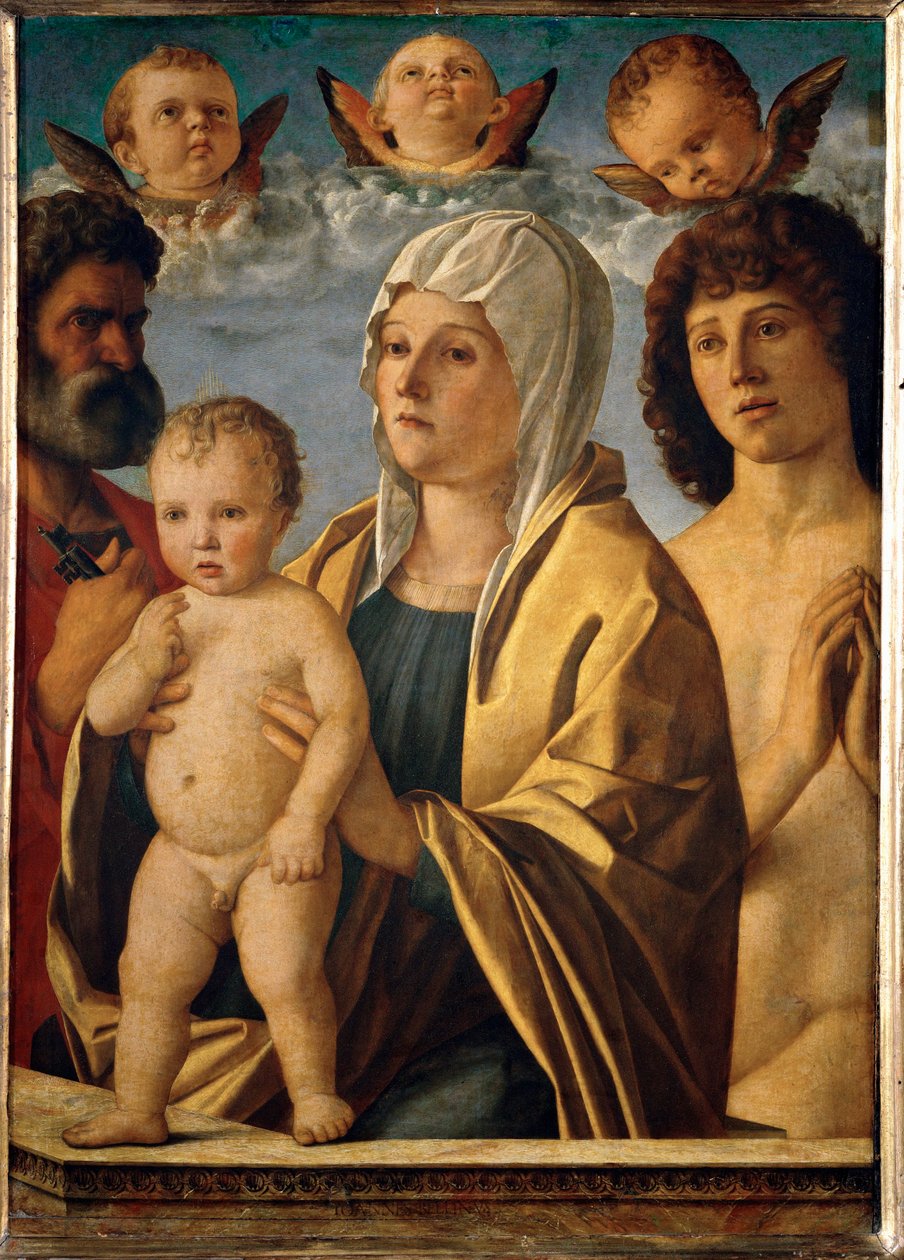 Virgen con el Niño entre los Santos Pedro y Sebastián ... de Giovanni Bellini