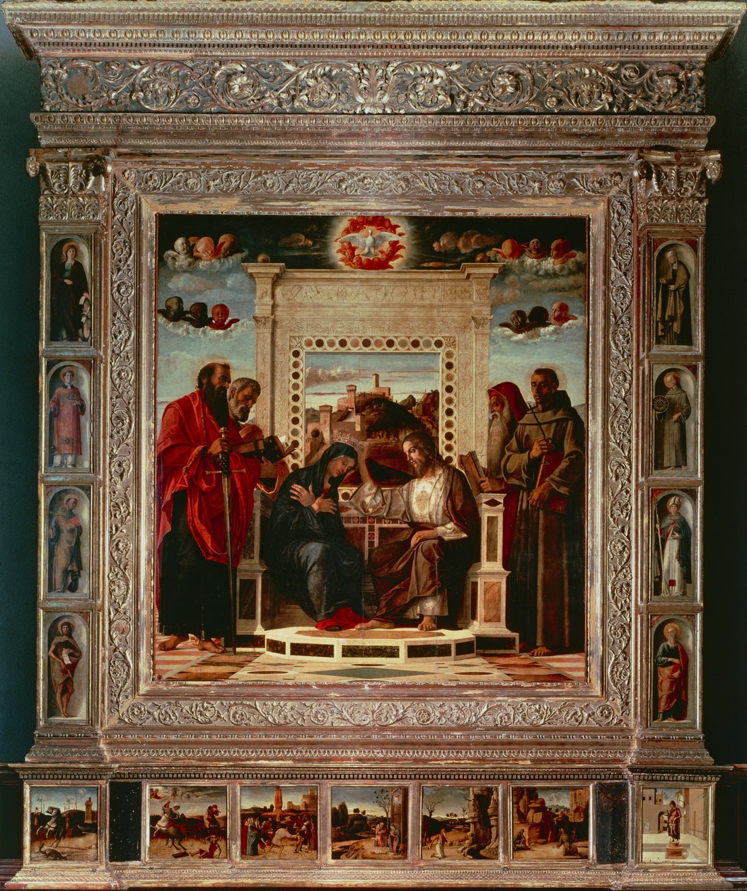 Retablo de Pesaro de Giovanni Bellini (1431-36 - 1516), óleo sobre lienzo, 262x240 cm, detalle, ca. 1475 de Giovanni Bellini