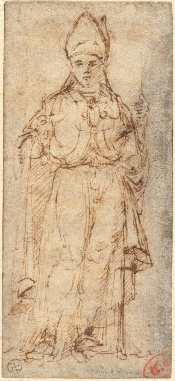 San Luis de Tolosa sosteniendo un bastón de Giovanni Bellini