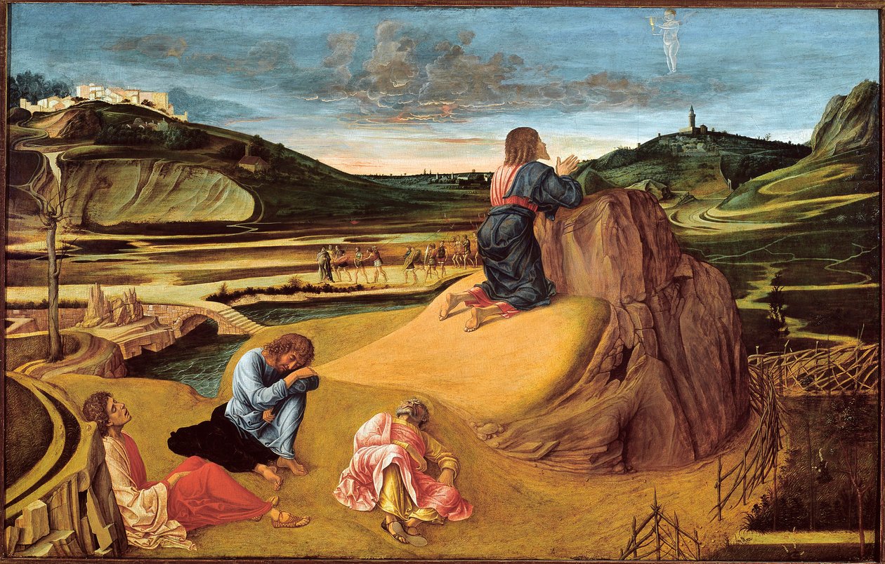 La agonía en el jardín, c.1465 (temple sobre tabla) de Giovanni Bellini