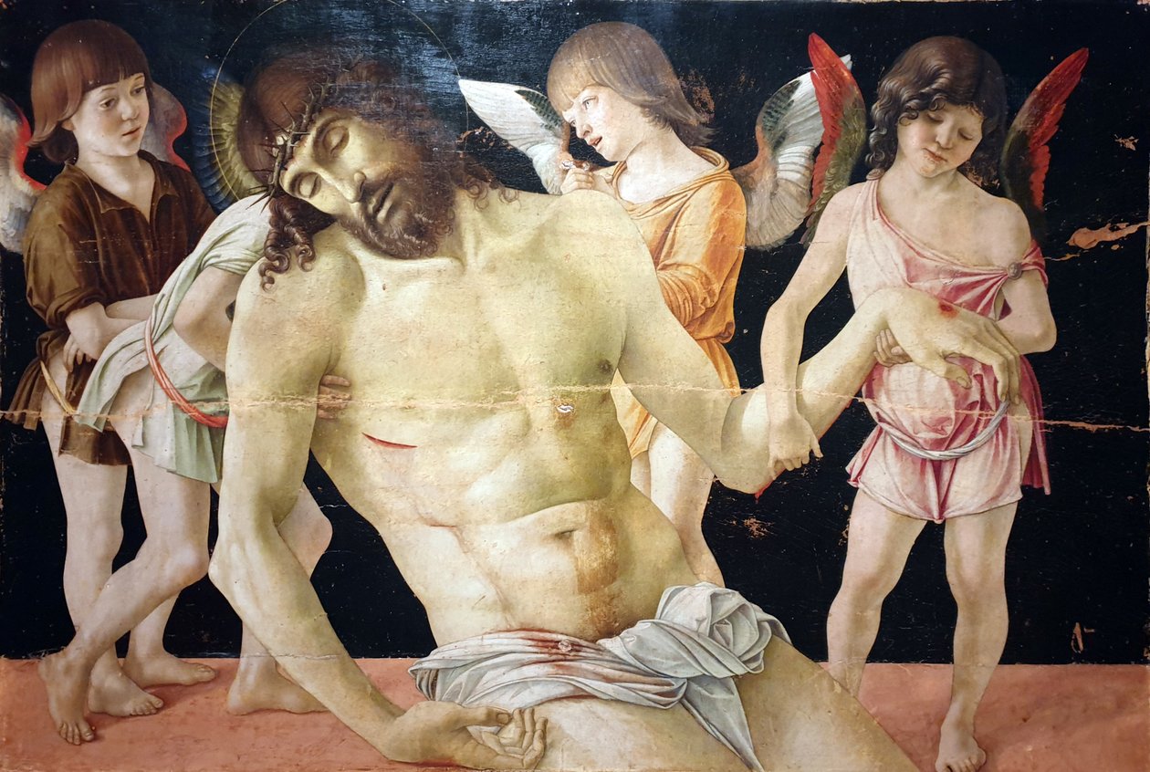 El Cristo muerto, sostenido por cuatro ángeles de Giovanni Bellini