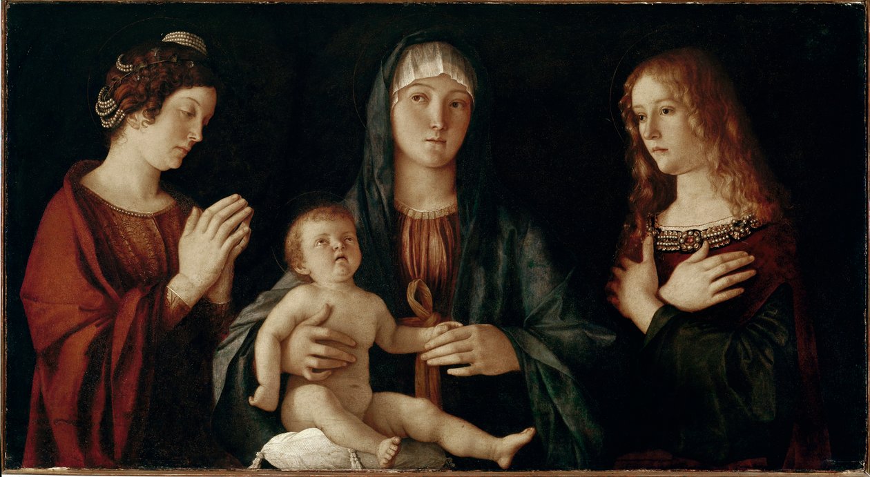 Virgen con el niño con Santa Catalina y Santa María Magdalena de Giovanni Bellini