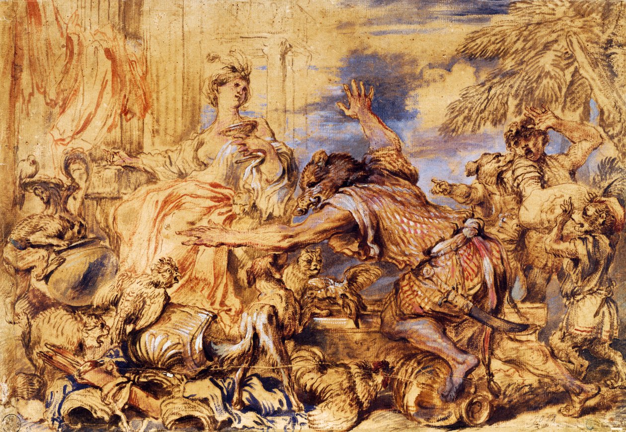 Circe transformando a los compañeros de Ulises en bestias de Giovanni Benedetto Castiglione
