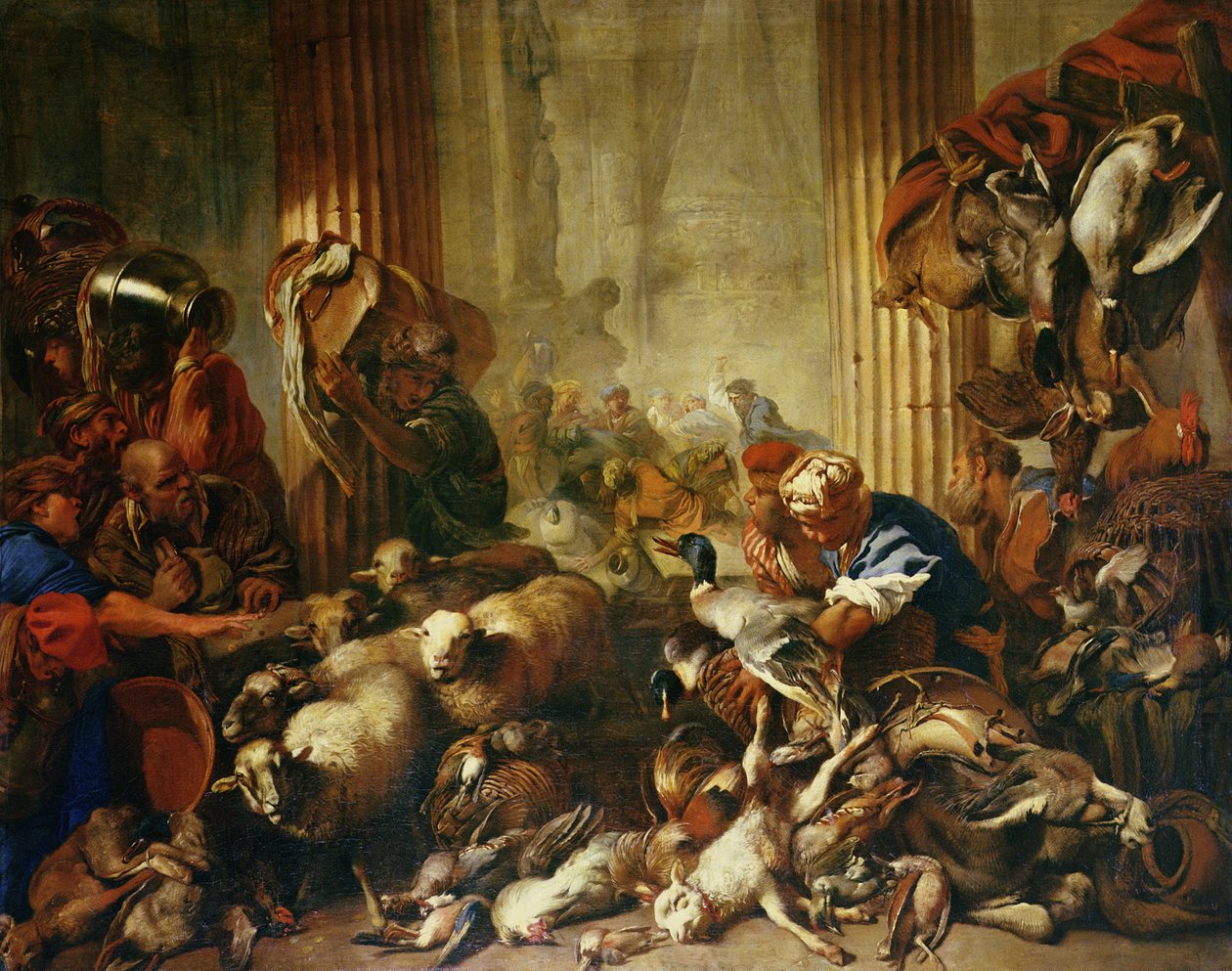 Jesús expulsando a los mercaderes del templo de Giovanni Benedetto Castiglione