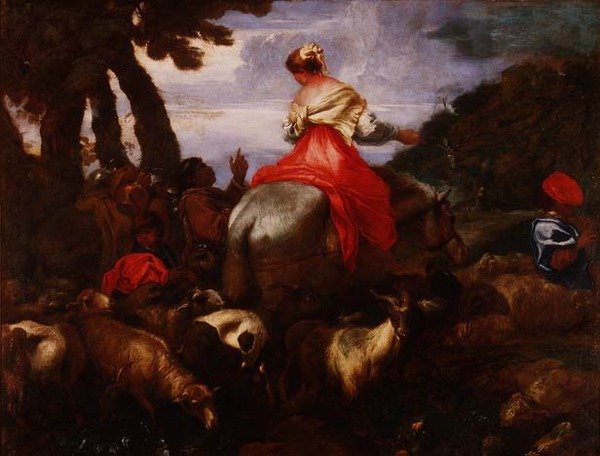 Rebeca guiada por el siervo de Abraham, c.1650 de Giovanni Benedetto Castiglione