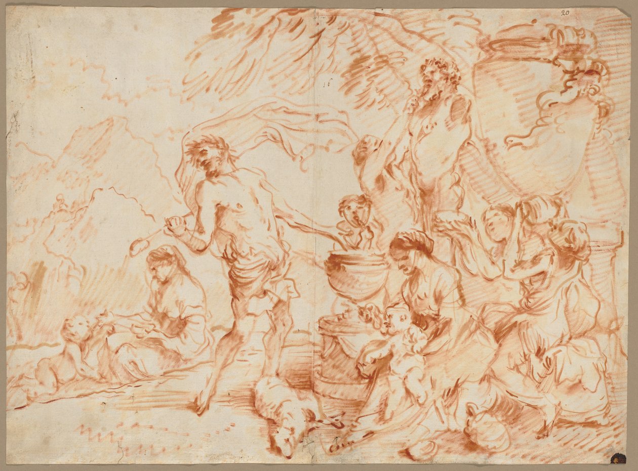 Bacanalia ante un Herm, principios de la década de 1660 de Giovanni Benedetto Castiglione