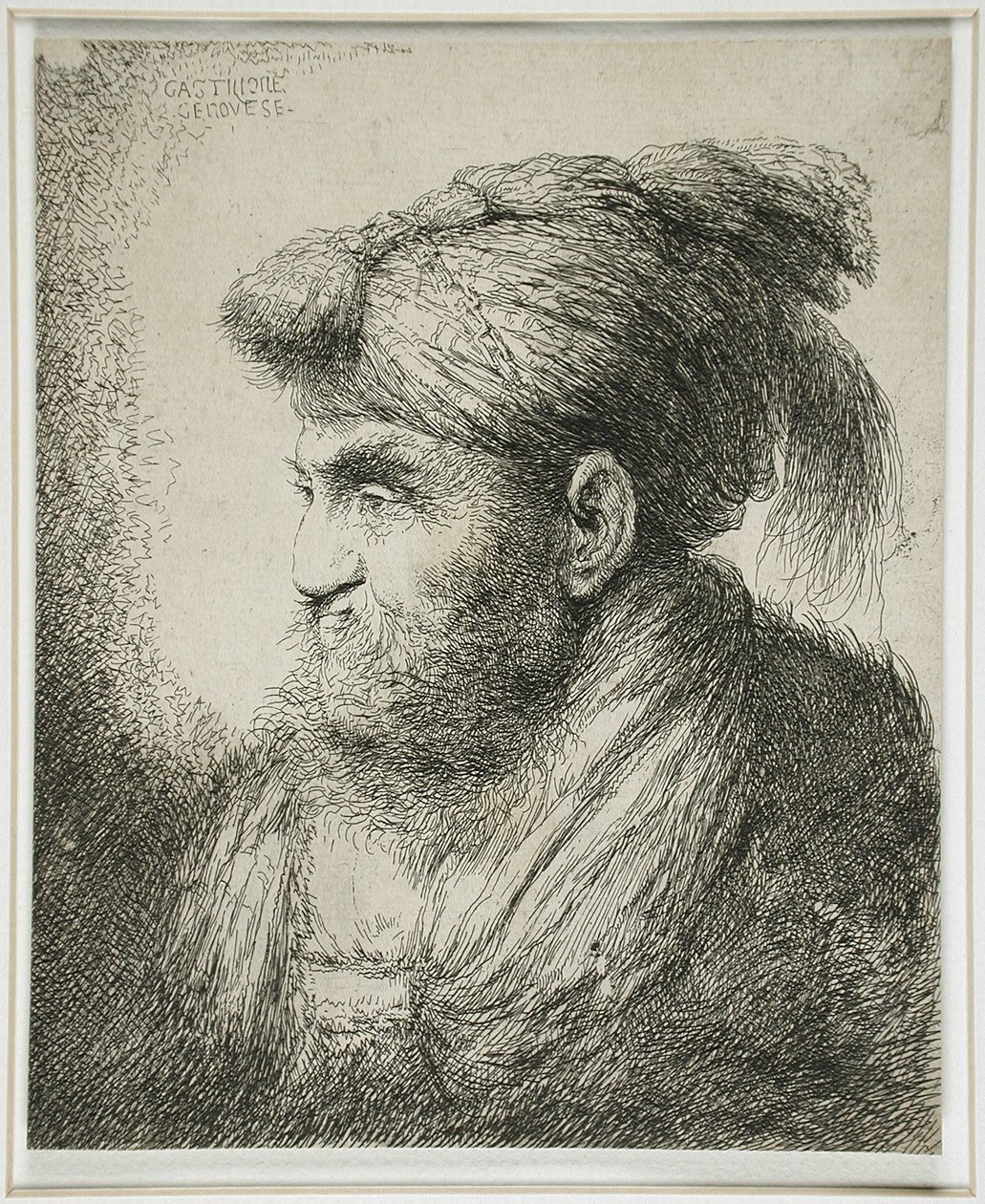Hombre Barbudo con Turbante, 1647-51 de Giovanni Benedetto Castiglione
