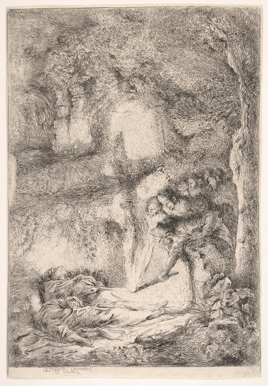 Encontrando los cuerpos de los Santos Pedro y Pablo de Giovanni Benedetto Castiglione