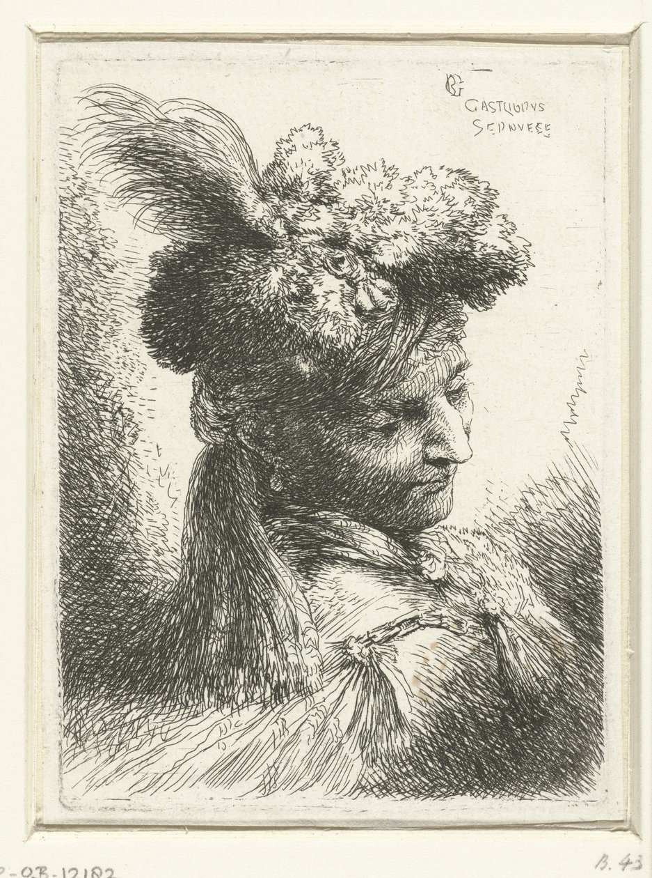Cabeza de un joven con un pendiente
Pequeño estudio de cabezas con tocados orientales (título de la serie) de Giovanni Benedetto Castiglione