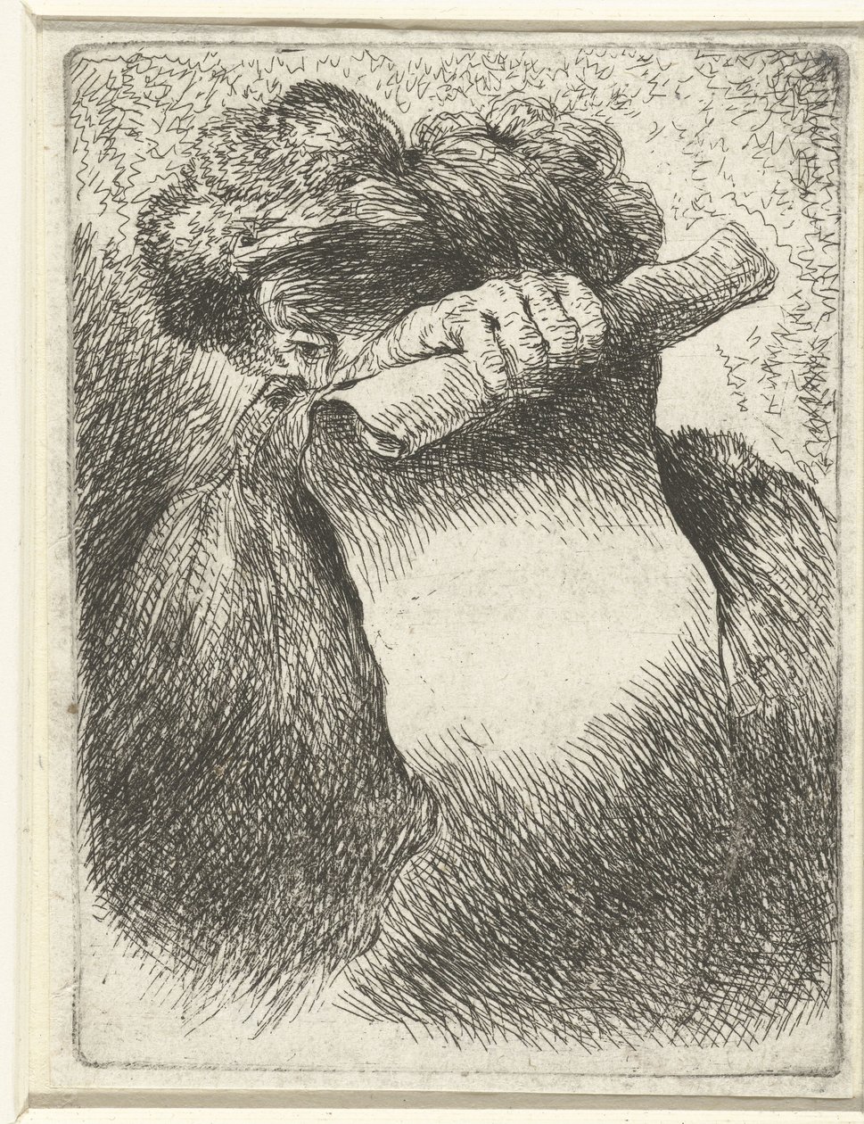 Cabeza de hombre con banderola Pequeño estudio de cabezas con tocados orientales (título de la serie) de Giovanni Benedetto Castiglione