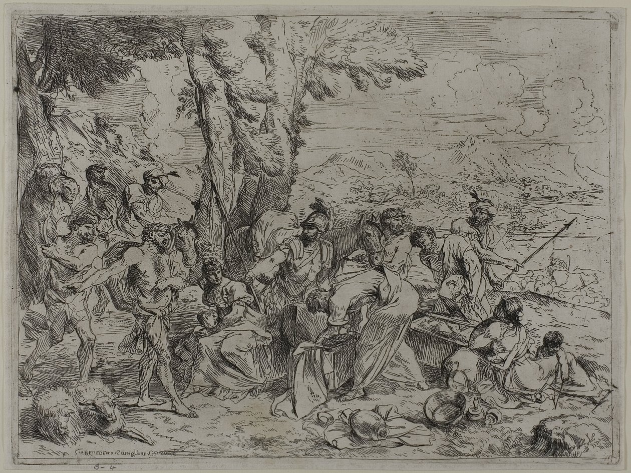Labán buscando ídolos familiares entre las posesiones de José de Giovanni Benedetto Castiglione