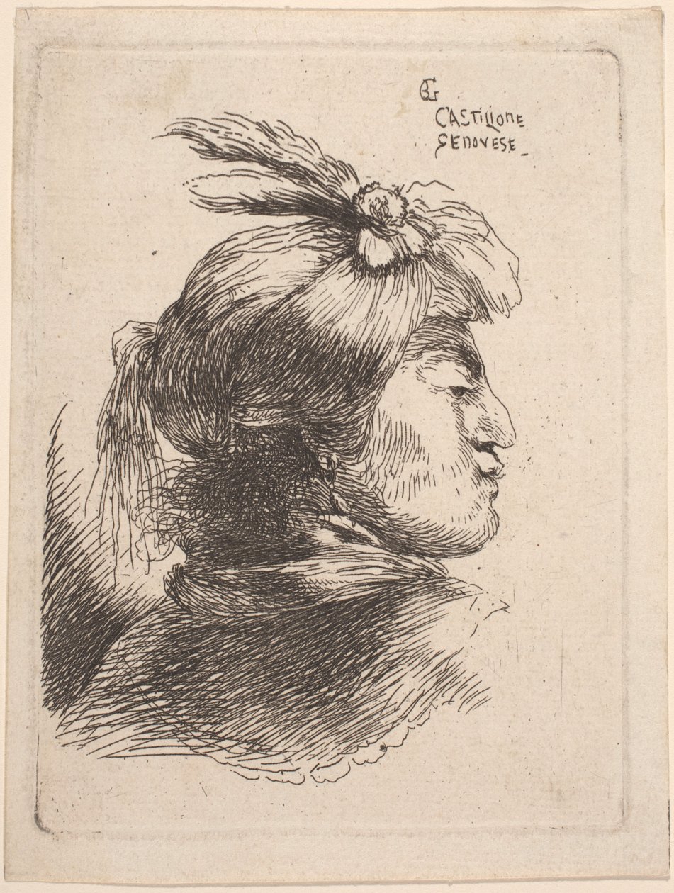 Pequeña cabeza oriental de Giovanni Benedetto Castiglione