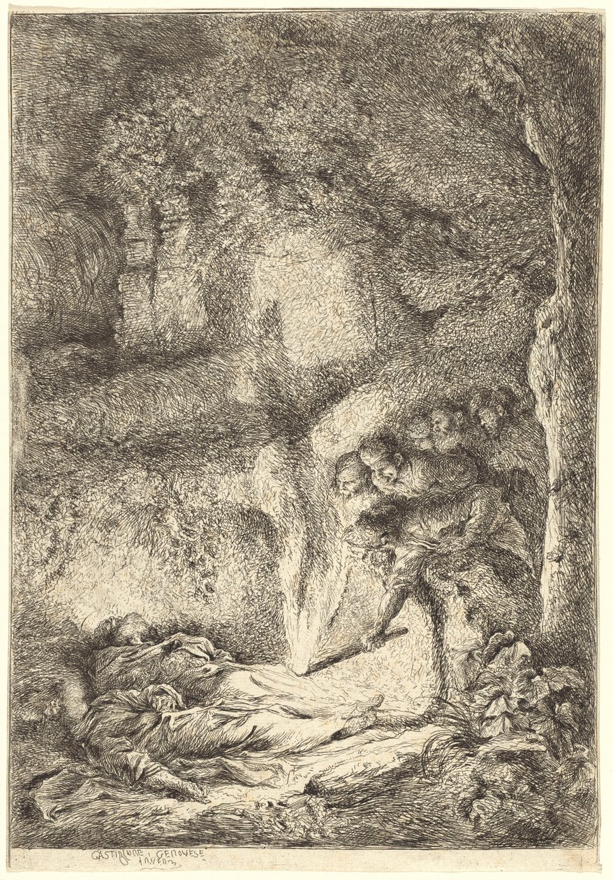 Los cuerpos de los santos Pedro y Pablo escondidos en las catacumbas de Giovanni Benedetto Castiglione